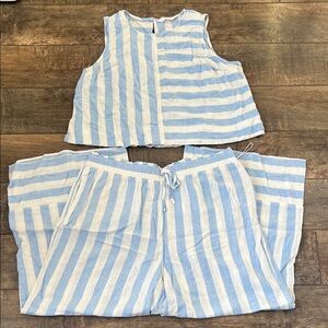 LC Lauren Conrad Blue and White Striped Set
